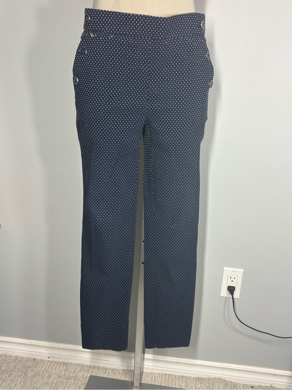 Jules & Leopold Navy Microdot Slim Dress Pants